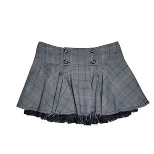 Guess Gray Plaid Mini Skirt with Button Accents Size 29